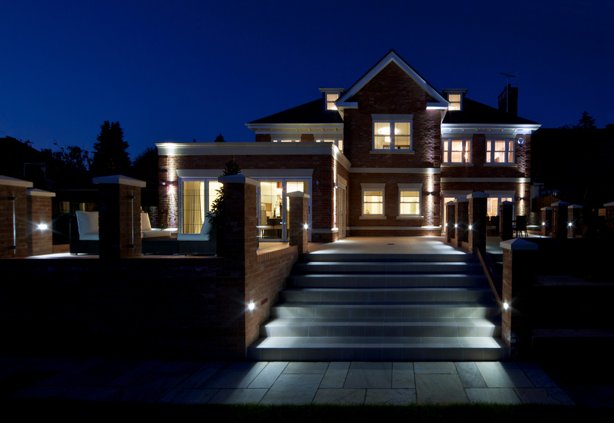 large luxury house at night
